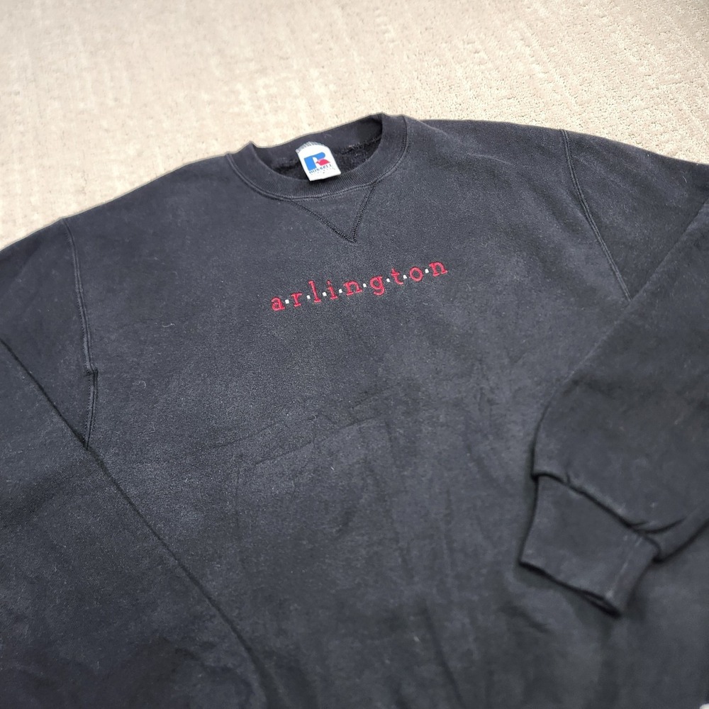 Vintage Russell Athletic Sweatshirt Adult Small Fleece Black‎ Arlington Texas